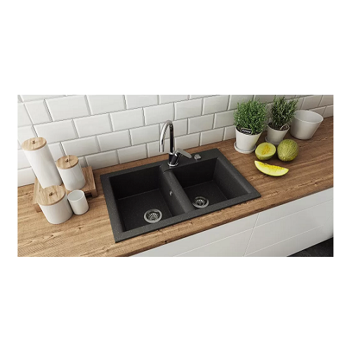 aranżacja zlewozmywak granitowy 2 komorowy Nieste 2 K